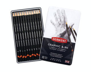 Derwent Graphic Pencils Hard 12 Tin (B-9H)