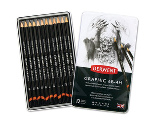 Derwent Graphic Pencils Medium 12 Tin (6B-4H)