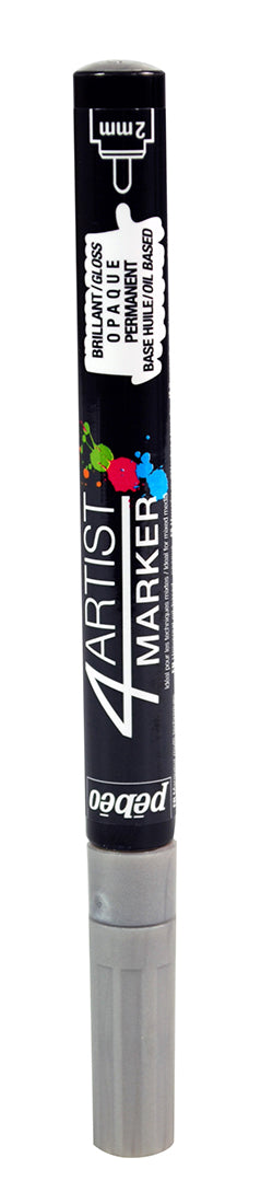 Pebeo 4Artist Oil Based Marker Pen 2mm Round Nib - Silver