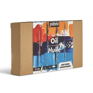 Pebeo Oil Basic Colours Set 12 x 20ml & Accessories