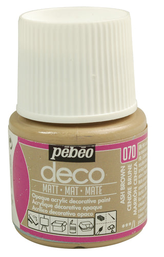Pebeo Deco Matt Acrylic Paint 45ml - 070 Ash Brown