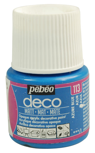 Pebeo Deco Matt Acrylic Paint 45ml - 113 Azure Blue