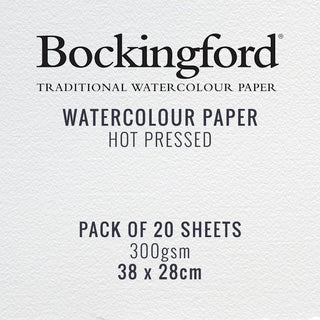 Bockingford Watercolour Paper 300gsm 28 x 38 cm (Pack of 20 Sheets) - Hot Pressed