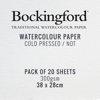 Bockingford Watercolour Paper 300gsm 28 x 38 cm (Pack of 20 Sheets) - Cold Pressed / NOT