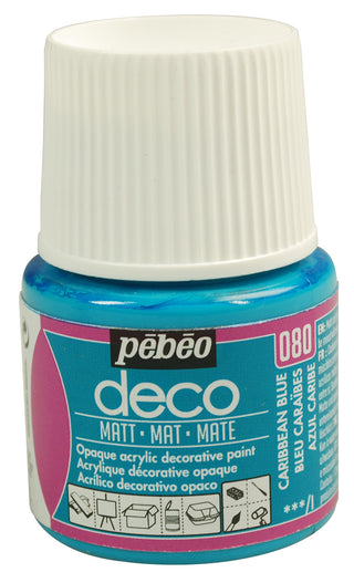 Pebeo Deco Matt Acrylic Paint 45ml - 080 Caribbean Blue