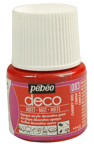 Pebeo Deco Matt Acrylic Paint 45ml - 083 Cherry Red