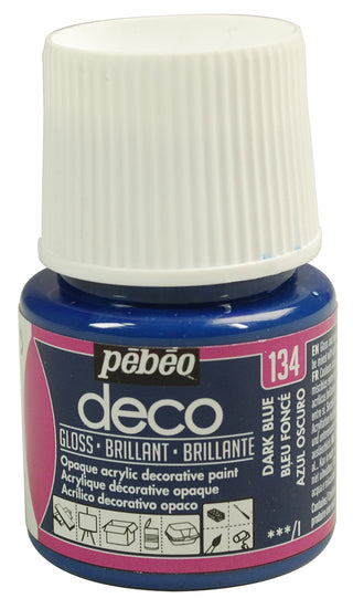 Pebeo Deco Gloss Acrylic Decorative Paint 45ml - 134 Dark Blue