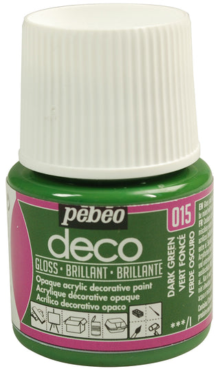 Pebeo Deco Gloss Acrylic Decorative Paint 45ml - 015 Dark Green