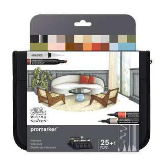 Winsor & Newton Promarker Interiors Set in Wallet 25+1pc