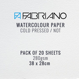 Fabriano Watercolour Paper 280gsm Cold Pressed 38 x 28 cm (20 Sheets)