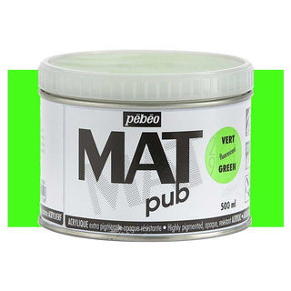 Pebeo Mat Pub Acrylic Paint 500ml - Fluorescent Green
