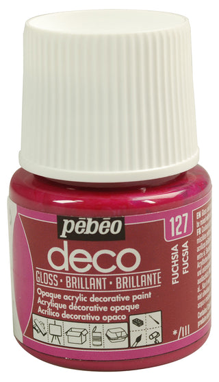 Pebeo Deco Gloss Acrylic Decorative Paint 45ml - 127 Fuchsia