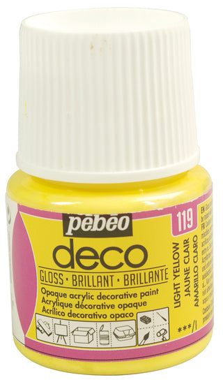 Pebeo Deco Gloss Acrylic Decorative Paint 45ml - 119 Light Yellow