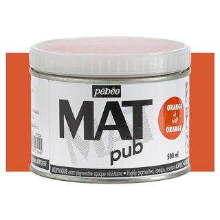 Pebeo Mat Pub Acrylic Paint 500ml - Bright Orange