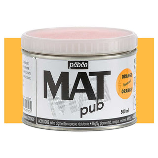 Pebeo Mat Pub Acrylic Paint 500ml - Fluorescent Orange