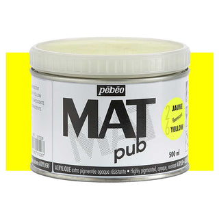 Pebeo Mat Pub Acrylic Paint 500ml - Fluorescent Yellow