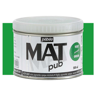 Pebeo Mat Pub Acrylic Paint 500ml - Permanent Green