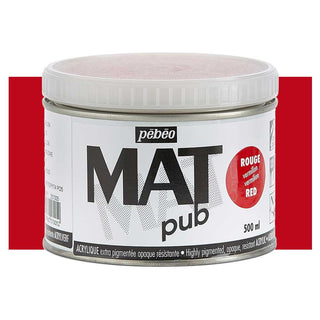Pebeo Mat Pub Acrylic Paint 500ml - Red Vermillion