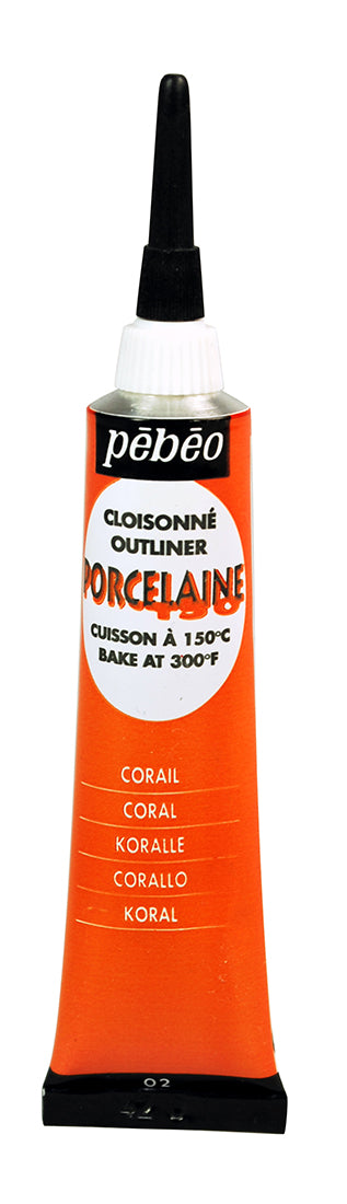 Pebeo Porcelaine 150 Outliner Tubes 20ml - Coral