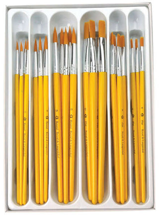 Royal & Langnickel Classroom Value Pack 30 Piece Golden Taklon Brush Collection