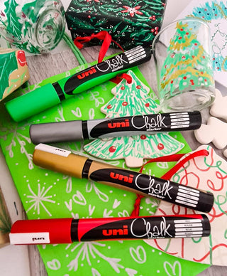 Uni-Ball PWE-5M Chalk Marker Christmas Colours Set 4pc