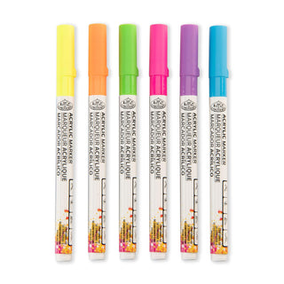Royal & Langnickel 1.2mm Fine Tip Acrylic Markers Neon Set 6pc