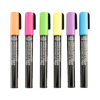 Royal & Langnickel 2mm Reversible Tip Chalk Markers Neon Set 6pc