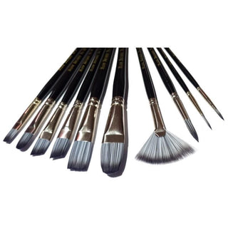 Major Brushes Silvertone Synthetic Artist Brushes Set of 10