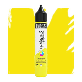 Daler Rowney System 3 Fluid Acrylic 29.5ml - 651 Lemon Yellow