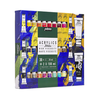 Pebeo Studio High Viscosity Acrylics 30 x 20ml + 2 x 100ml Set