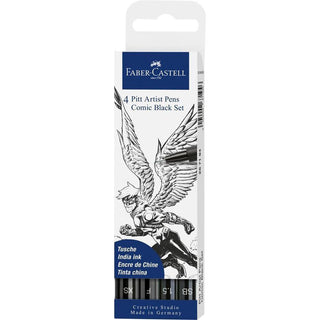 Faber-Castell Pitt Artist Pens Comic Black Set 4pc (SB, 1.5, F, XS)