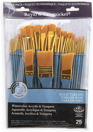 Royal & Langnickel Gold Taklon Paint Brush 25 Set (RSET-9382)