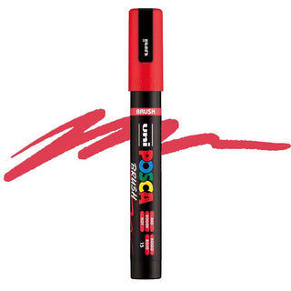 POSCA PC-5BR Paint Markers with Semi-Flexible Brush Tip - Red