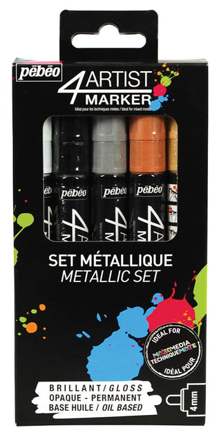 Pebeo 4Artist Oil-Based Markers Metallic Set