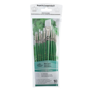Royal & Langnickel RSET-9540 White Taklon Paint Brush Value Pack 10pc