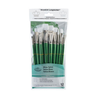 Royal & Langnickel RSET-9510 White Taklon Paint Brush Value Pack 12pc