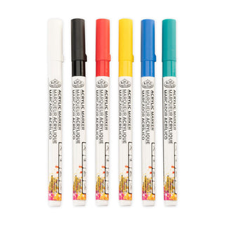 Royal & Langnickel 1.2mm Fine Tip Acrylic Markers Primary Set 6pc