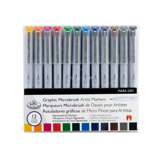Royal & Langnickel Graphic Microbrush Artist Markers Set of 12