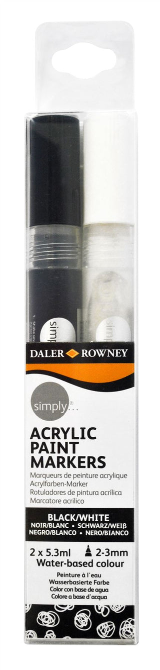 Daler Rowney Simply Acrylic Paint Marker Set of 2, Black & White