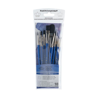 Royal & Langnickel RSET-9533 Black Taklon Paint Brush Value Pack 10pc