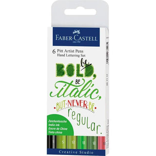 Faber-Castell Pitt Artist Pens Hand Lettering Green Set 6pc