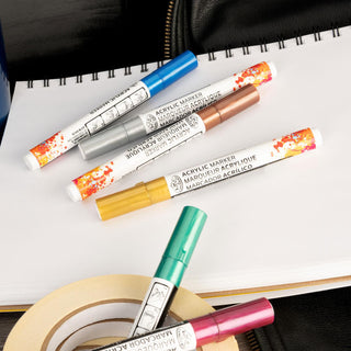 Royal & Langnickel 2mm Reversible Tip Acrylic Markers Metallic Set 6pc