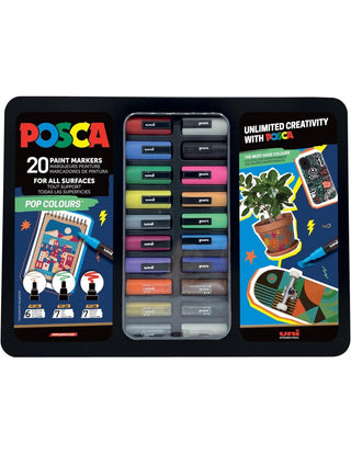 POSCA Paint Markers Pop Colours Collection Tin Set 20pc