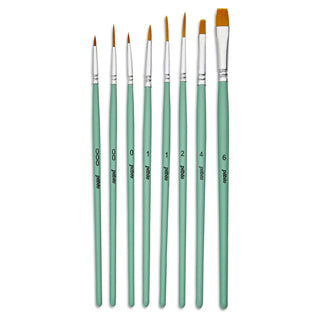 Pebeo Liquid Acrylic Gold Taklon Assorted Precision Paint Brush Set 8pc