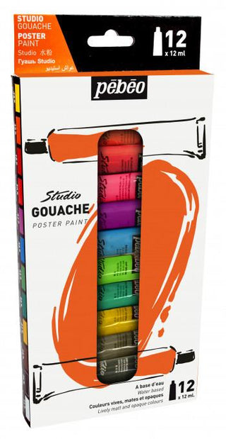Pebeo Studio Gouache Paint Set 12 x 12ml