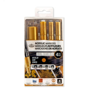 Royal & Langnickel Acrylic Markers Assorted Tip Gold Set 4pc