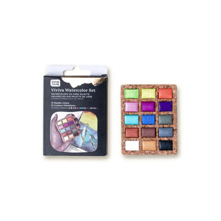 Viviva Watercolour 15 Metallic Colours Set on Cork Palette