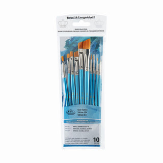 Royal & Langnickel RSET-9538 Gold Taklon Paint Brush Value Pack 10pc