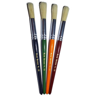 Major Brushes Colour Handle Hog Bristle Round #18 Brush Set of 4