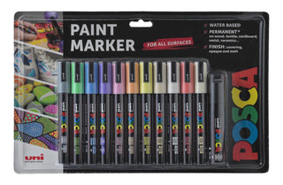POSCA Paint Marker Pale Colours PC-5M & Black PC-7M Set 12pc